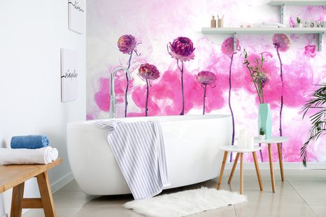 TAPETE BLUMEN MIT ROSA NEBEL - TAPETEN - 🔥 TOTALAUSVERKAUF