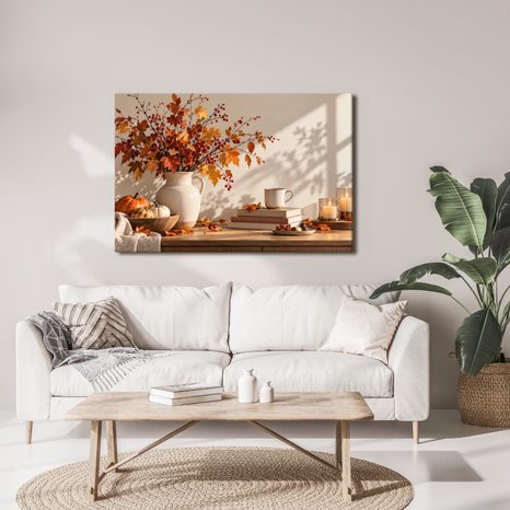 WANDBILD HERBSTLICHES STILLLEBEN MIT KÜRBISSEN - HALLOWEEN- UND HORROR-BILDER - BILDER