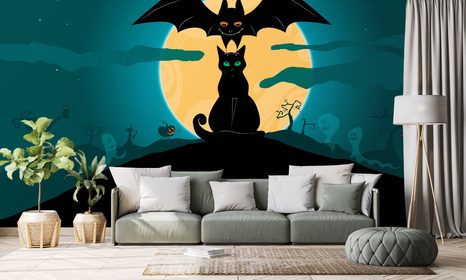 SAMOLEPÍCÍ TAPETA PŘÁTELSKÁ STRAŠIDLA ZA ÚPLŇKU MĚSÍCE - SAMOLEPÍCÍ TAPETY - TAPETY