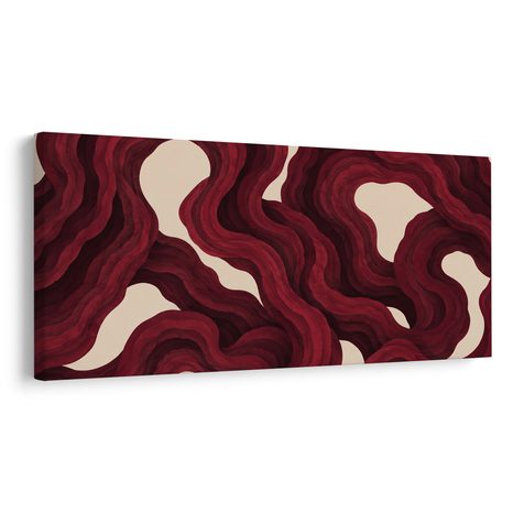 TABLEAU SUR TOILE – FORMES FLUIDES ROUGE PROFOND - IMAGES FORMES ABSTRAITES - TABLEAUX