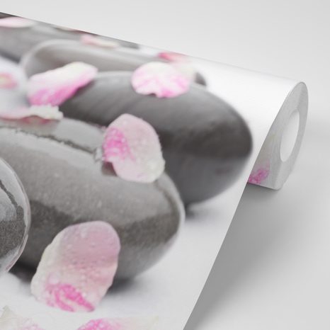 CARTA DA PARATI – PIETRE DEL BENESSERE CON PETALI - CARTA DA PARATI FENG SHUI - CARTA DA PARATI