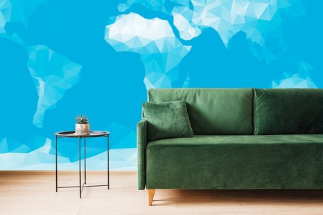 SAMOLEPÍCÍ TAPETA MAPA SVĚTA V POLYGONÁLNÍM STYLU - SAMOLEPÍCÍ TAPETY - TAPETY