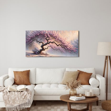 WANDBILD ROSA LEBENSBAUM IN BLÜTE - BILDER BÄUME DES LEBENS - BILDER