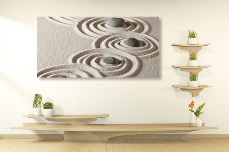 KÉP ZEN KÖVEK HOMOK KÖRBEN - FENG SHUI KÉPEK - KÉPEK