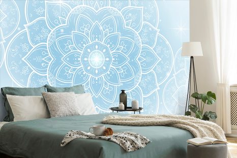 CARTA DA PARATI – MANDALA ORIENTALE CELESTE - CARTA DA PARATI FENG SHUI - CARTA DA PARATI
