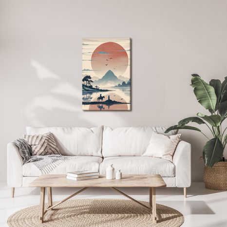 QUADRO SU TELA – SAMURAI E MONTAGNE - QUADRI ALBA E TRAMONTO - STAMPE E QUADRI