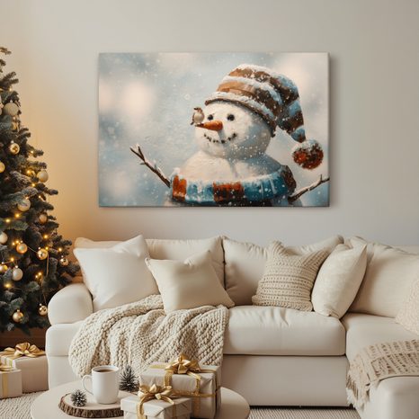 VÁNOČNÍ OBRAZ RADOSTIVÝ SNĚHULÁK - VÁNOČNÍ A ZIMNÍ OBRAZY - OBRAZY