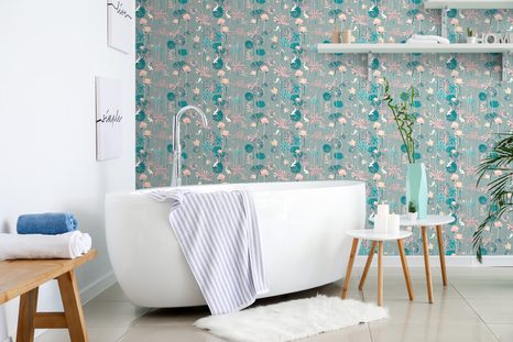 TAPETA LILIE WODNE I KARPIE KOI W CIEMNYM KOLORZE - TAPETY ZWIERZĘTA - TAPETY