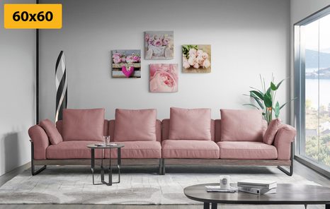 SET OBRAZŮ KVĚTINY VE VINTAGE STYLU - SESTAVY OBRAZŮ - OBRAZY