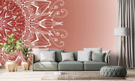 TAPÉTA FEHÉR MANDALA BORDÓ HÁTTÉREN - FENG SHUI TAPÉTÁK - TAPÉTÁK