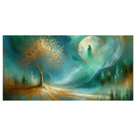 WANDBILD MAGISCHER LEBENSBAUM IN DER NACHT - BILDER BÄUME DES LEBENS - BILDER