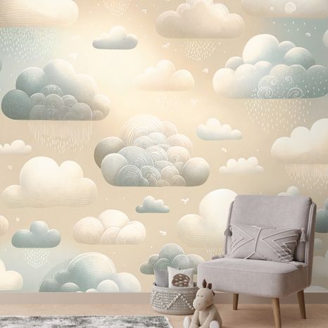 FOTOTAPETA POHÁDKOVÉ DEŠŤOVÉ MRAKY - DĚTSKÉ TAPETY - TAPETY