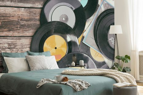 FOTOTAPETE ALTE SCHALLPLATTEN - VINTAGE- UND RETRO-TAPETEN - TAPETEN
