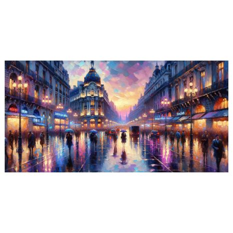 OBRAZ VEČERNÍ MĚSTO V DEŠTI - OBRAZY PAŘÍŽ - OBRAZY