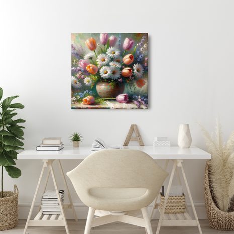 OBRAZ BAREVNÉ KVĚTINY VE VÁZE - OBRAZY KVĚTŮ - OBRAZY