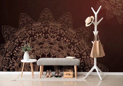 SELBSTKLEBENDE TAPETE MODERNE ELEMENTE DES MANDALAS IN BRAUNTÖNEN - SELBSTKLEBENDE TAPETEN - TAPETEN