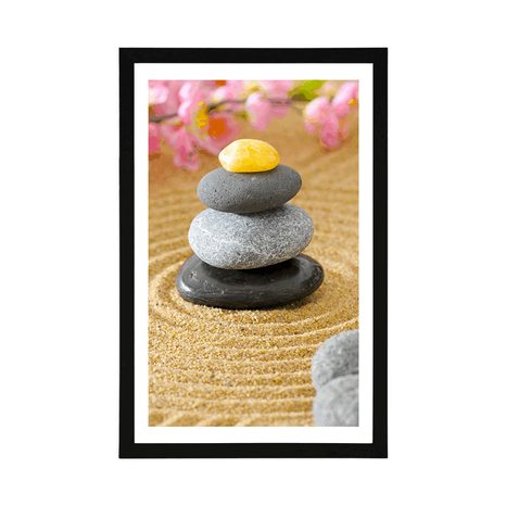 POSTER WITH MOUNT PYRAMID OF ZEN STONES - FENG SHUI - POSTERS