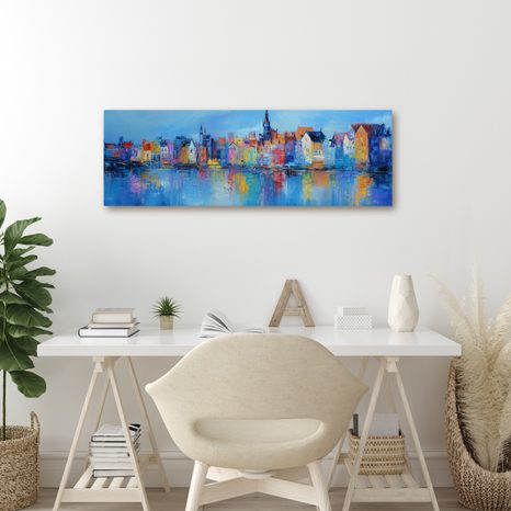 WANDBILD MÄRCHENHAFTE STADTSZENERIE - BUNTE HÄUSER - BILDER