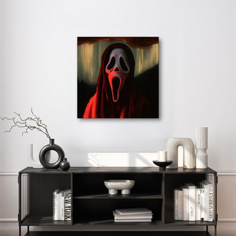 WANDBILD HORRORFIGUR UNTER ROTEM HIMMEL - HALLOWEEN- UND HORROR-BILDER - BILDER