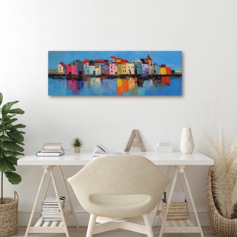 WANDBILD REFLEXIONEN STÄDTISCHER FARBEN - BUNTE HÄUSER - BILDER