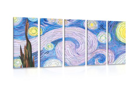 5-PIECE CANVAS PRINT COLOR REPRODUCTION OF STARRY NIGHT - VINCENT VAN GOGH