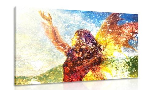 CANVAS PRINT PAINTED WOMAN IN A MAGICAL RENDITION - PICTURES OF PEOPLE - PICTURES