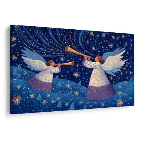 OBRAZ VÁNOČNÍ ANDĚLÉ V ZIMNÍ NOCI - VÁNOČNÍ A ZIMNÍ OBRAZY - OBRAZY
