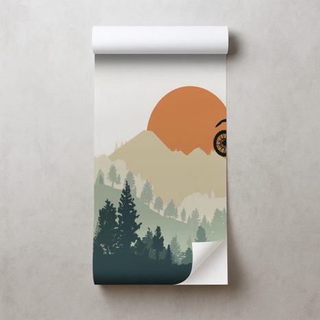 SAMOLEPÍCÍ TAPETA MOTOKROSOVÝ SKOK V HORÁCH - DĚTSKÉ TAPETY - TAPETY