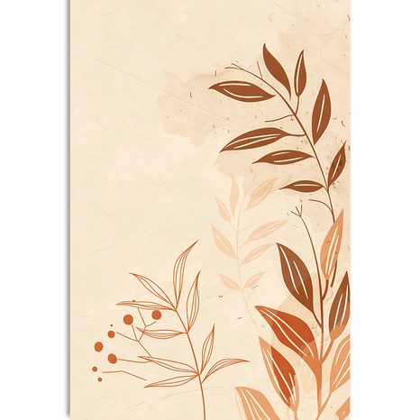 WANDBILD MINIMALISTISCHE BLÄTTER PEACH FUZZ - BILDER BÄUME UND LAUB - BILDER