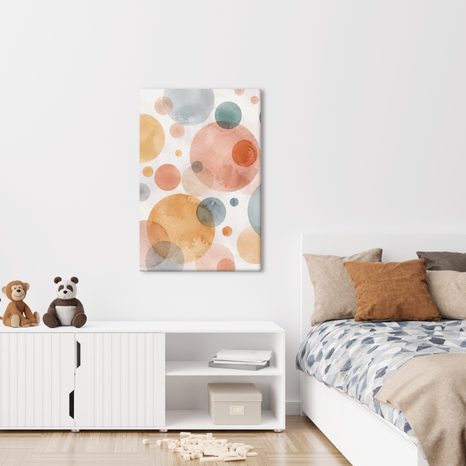 WANDBILD ZARTE ABSTRAKTION AUS FARBIGEN KREISEN - WANDBILDER ABSTRAKTE FORMEN - BILDER