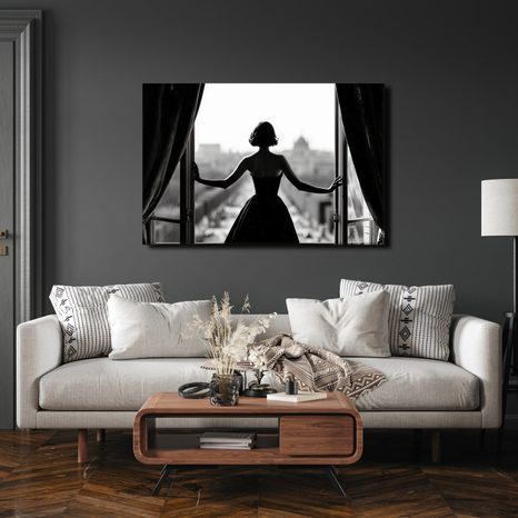 OBRAZ SILUETA ŽENY U OKNA - OBRAZY ŽENY - OBRAZY