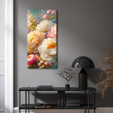 WANDBILD BUNTE PFINGSTROSEN IN VOLLER BLÜTE - BILDER BLUMEN - BILDER