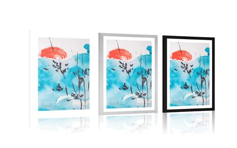 AFFICHE AVEC PASSE-PARTOUT – PEINTURE DU CIEL JAPONAIS - NATURE - AFFICHES