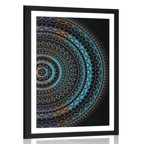 AFFICHE AVEC MONTURE LE MANDALA AVEC UN MOTIF DE SOLEIL - FENG SHUI - AFFICHES