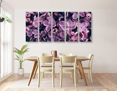 TABLOU 5-PIESE FLORI VIOLETE DE LILIAC - TABLOU FLORI - TABLOURI