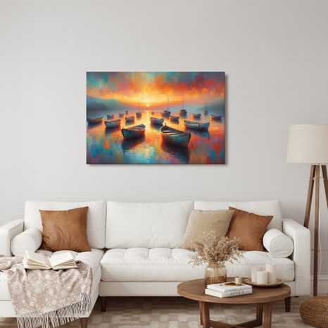 OBRAZ LODĚ PŘI ZÁPADU SLUNCE - OBRAZY VÝCHOD A ZÁPAD SLUNCE - OBRAZY