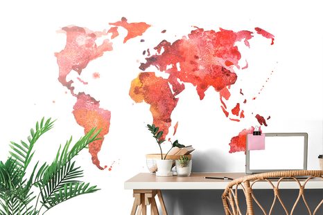 SAMOLEPILNA TAPETA KONTINENTI V RDEČI BARVI - SAMOLEPILNE TAPETE - TAPETE
