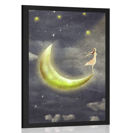 AFFICHE FILLE SUR LA LUNE - ROZPRÁVKOVÉ BYTOSTI - AFFICHES