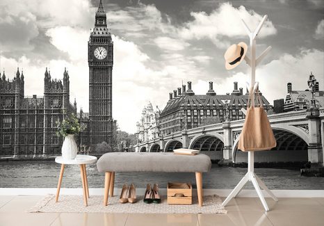 SAMOLEPÍCÍ FOTOTAPETA BIG BEN V LONDÝNĚ V ČERNOBÍLÉM - SAMOLEPÍCÍ TAPETY - TAPETY