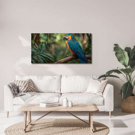 OBRAZ PAPOUŠEK MEZI TROPICKÝMI LISTY - OBRAZY PTÁCI - OBRAZY