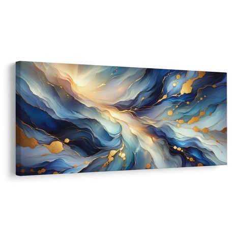 OBRAZ ZLATÉ LINIE V MODRÉ HLUBINĚ - OBRAZY ABSTRAKTNÍ TVARY - OBRAZY