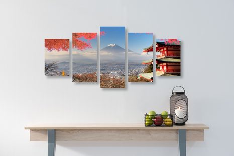 5 RÉSZES KÉP ŐSZ JAPÁN ORSZÁGBAN - VÁROST ÁBRÁZOLÓ KÉPEK - KÉPEK