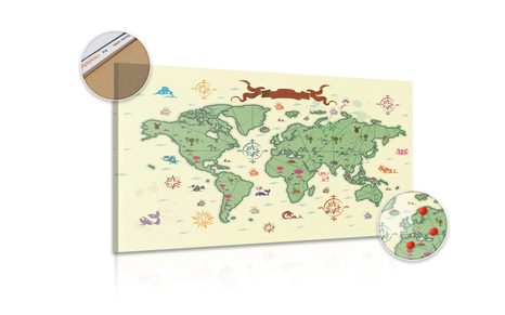 AFBEELDING OP KURK ORIGINELE WERELDKAART - SCHILDERIJEN OP KURK - SCHILDERIJEN