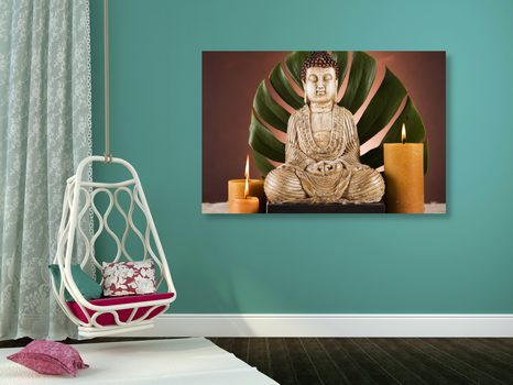OBRAZ BUDHA S RELAXAČNÍM ZÁTIŠÍM - OBRAZY FENG SHUI - OBRAZY