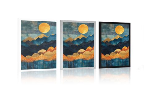 PLAKAT ABSTRAKTNA MODRO ZLATA NARAVA - GORE - PLAKATI