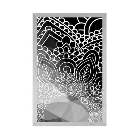 PLAKAT ELEMENTI MANDALE U CRNO-BIJELOM DIZAJNU - CRNO-BIJELE - PLAKATI