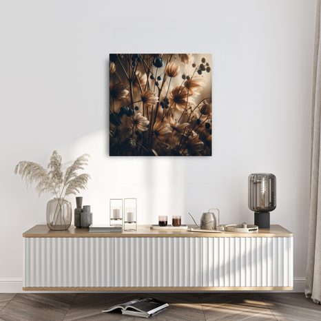 OBRAZ LUČNÍ KVĚTY V HNĚDÉM SVĚTLE - OBRAZY KVĚTŮ - OBRAZY