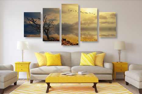 5-TEILIGES WANDBILD TROCKENER BAUM - BILDER VON NATUR UND LANDSCHAFT - BILDER