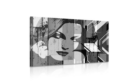 КАРТИНА НА ПЛАТНО – ПОРТРЕТ НА ЖЕНА В ЧЕРНО-БЯЛ ВАРИАНТ - ЧЕРНО-БЕЛИ КАРТИНИ - КАРТИНИ