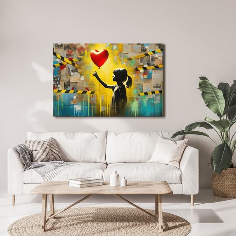 OBRAZ DÍVKA SRDCE A BALÓN - OBRAZY ŽENY - OBRAZY